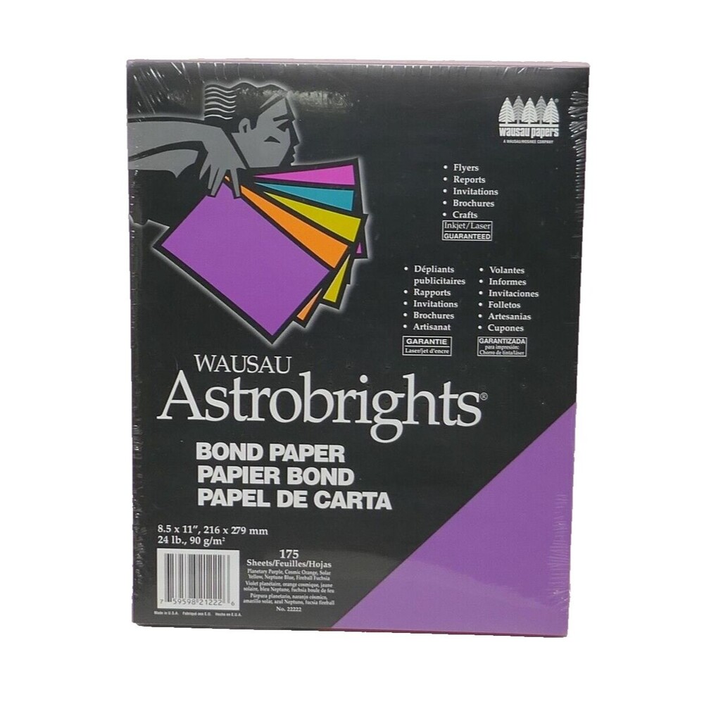 Wausau Astrobrights Bond Paper, 24 lb, 8.5 x 11 Inches, 5 Color Assortment